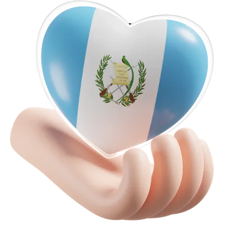 Heart Hand Care Flag Of Guatemala  3D Icon