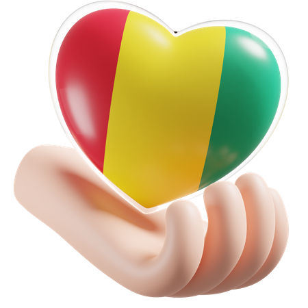 Heart Hand Care Flag Of Guinea  3D Icon