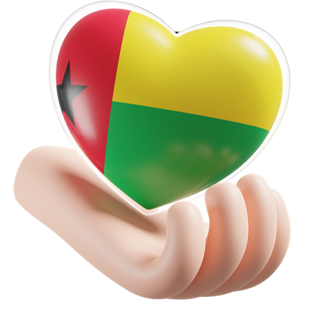 Heart Hand Care Flag Of Guinea Bissau  3D Icon