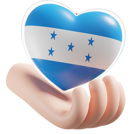 Heart Hand Care Flag Of Honduras  3D Icon