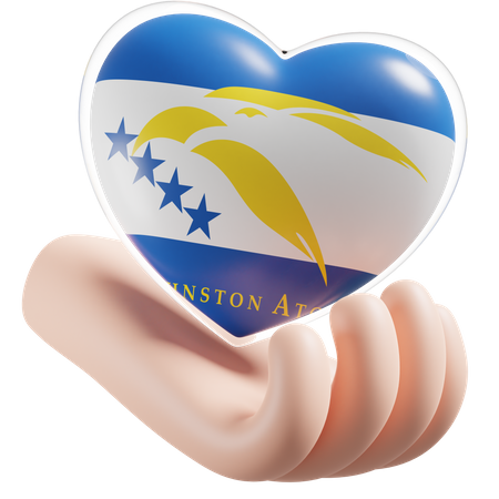 Heart Hand Care Flag Of Johnston Atoll  3D Icon