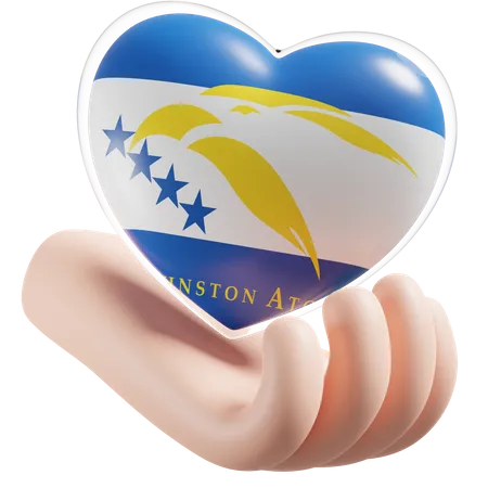 Heart Hand Care Flag Of Johnston Atoll  3D Icon