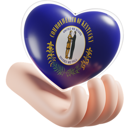 Heart Hand Care Flag Of Kentucky  3D Icon