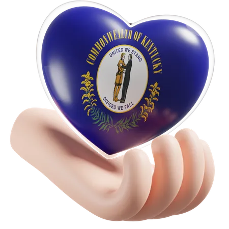 Heart Hand Care Flag Of Kentucky  3D Icon