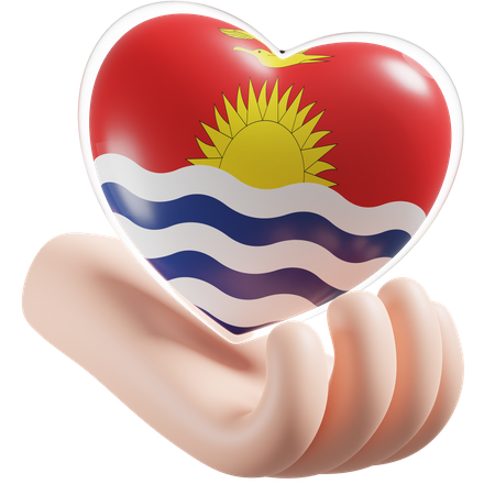 Heart Hand Care Flag Of Kiribati  3D Icon