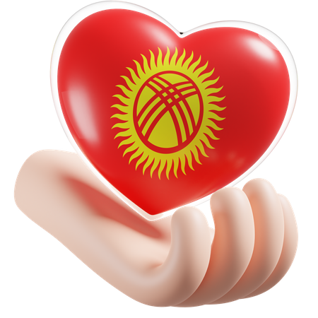Heart Hand Care Flag Of Kyrgyzstan  3D Icon
