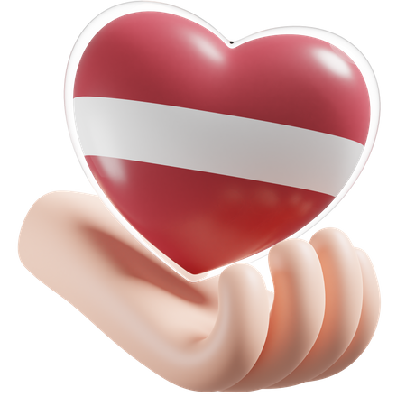 Heart Hand Care Flag Of Latvia  3D Icon