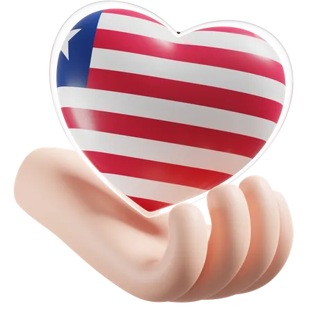 Heart Hand Care Flag Of Liberia  3D Icon