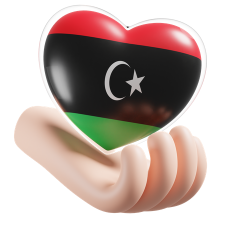 Heart Hand Care Flag Of Libya  3D Icon