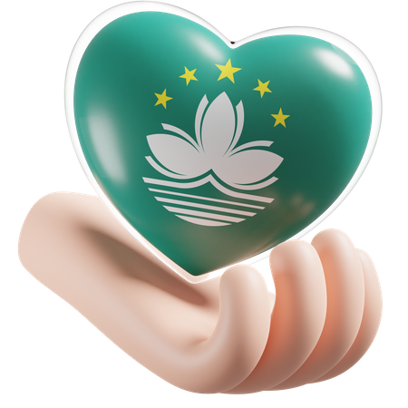 Heart Hand Care Flag Of Macau  3D Icon