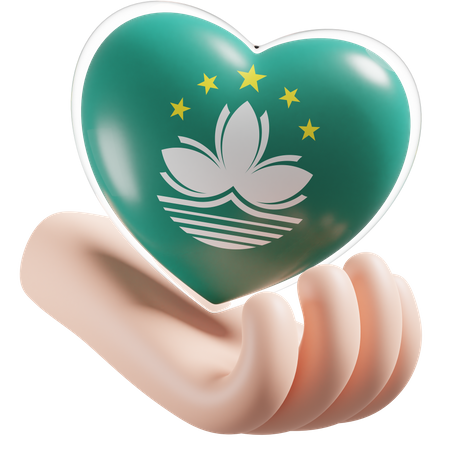 Heart Hand Care Flag Of Macau  3D Icon