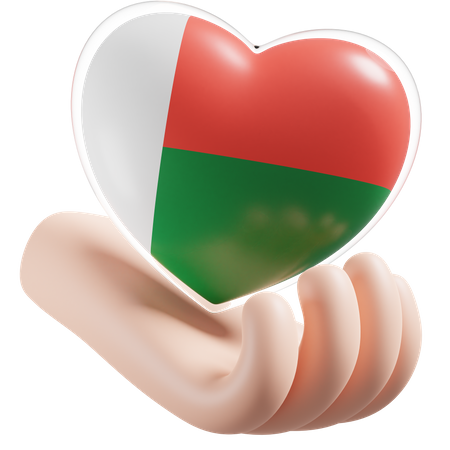 Heart Hand Care Flag Of Madagascar  3D Icon
