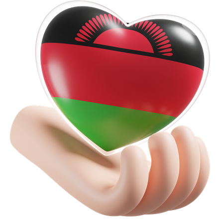 Heart Hand Care Flag Of Malawi  3D Icon