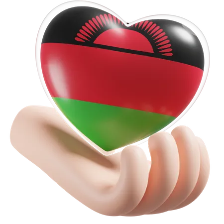 Heart Hand Care Flag Of Malawi  3D Icon