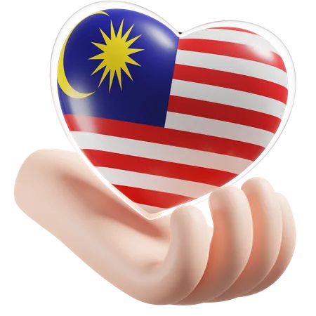 Heart Hand Care Flag Of Malaysia  3D Icon