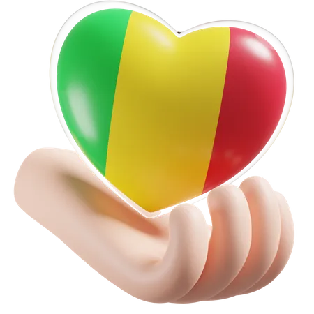 Heart Hand Care Flag Of Mali  3D Icon