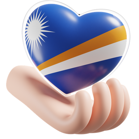 Heart Hand Care Flag Of Marshall Islands  3D Icon
