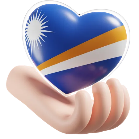 Heart Hand Care Flag Of Marshall Islands  3D Icon