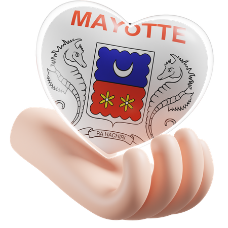 Heart Hand Care Flag Of Mayotte  3D Icon