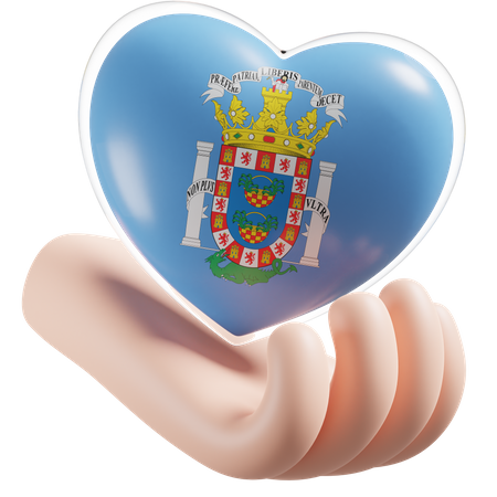 Heart Hand Care Flag Of Melilla  3D Icon