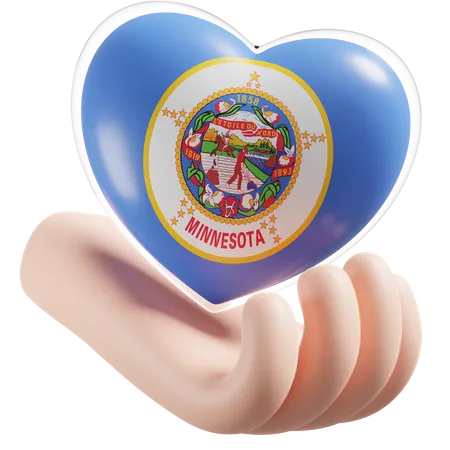 Heart Hand Care Flag Of Minnesota  3D Icon