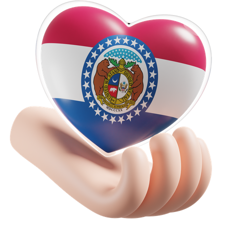 Heart Hand Care Flag Of Missouri  3D Icon