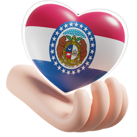 Heart Hand Care Flag Of Missouri  3D Icon