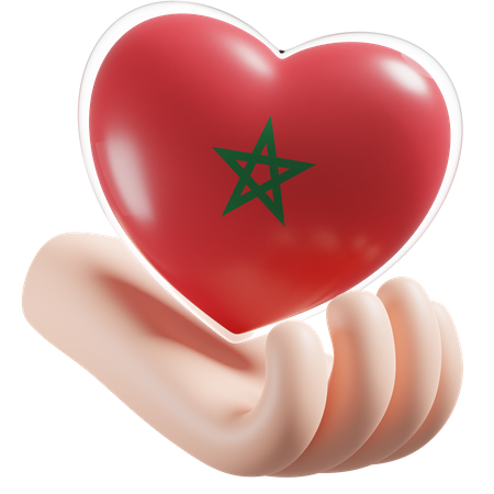 Heart Hand Care Flag Of Morocco  3D Icon