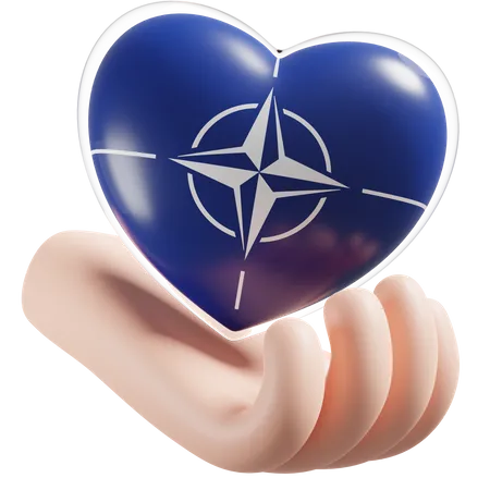 Heart Hand Care Flag Of NATO  3D Icon