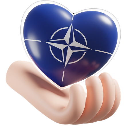 Heart Hand Care Flag Of NATO  3D Icon