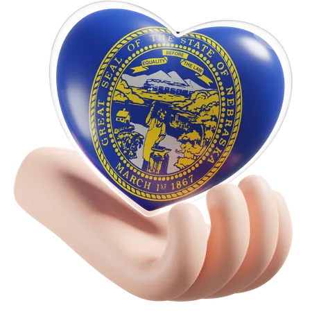 Heart Hand Care Flag Of Nebraska  3D Icon