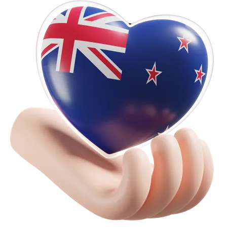 Heart Hand Care Flag Of New Zealand  3D Icon