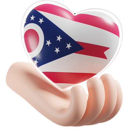 Heart Hand Care Flag Of Ohio  3D Icon