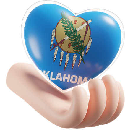 Heart Hand Care Flag Of Oklahoma  3D Icon