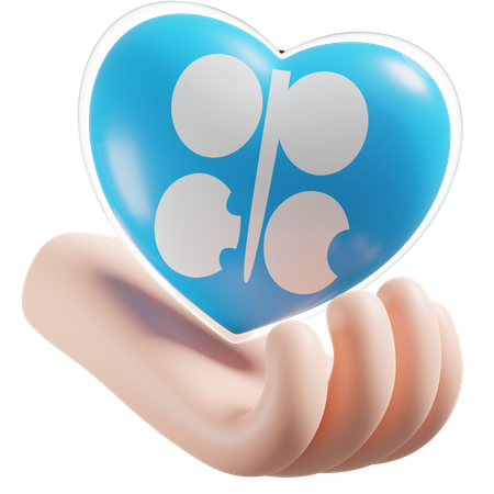 Heart Hand Care Flag Of OPEC  3D Icon