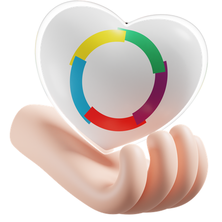 Heart Hand Care Flag Of Organisation internationale de la Francophonie  3D Icon