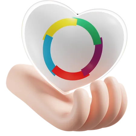 Heart Hand Care Flag Of Organisation internationale de la Francophonie  3D Icon
