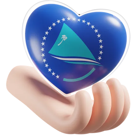 Heart Hand Care Flag Of Pacific Community  3D Icon