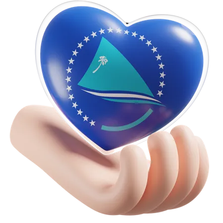 Heart Hand Care Flag Of Pacific Community 3D Icon