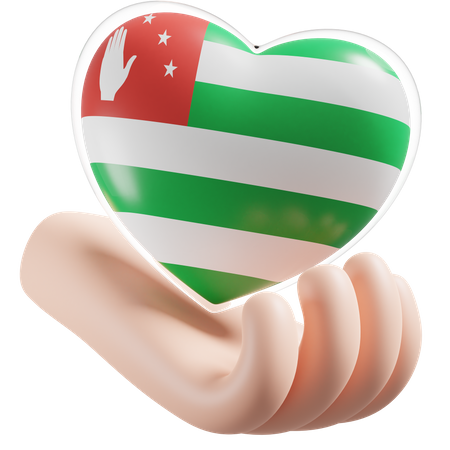 Heart Hand Care Flag Of Republic of Abkhazia  3D Icon