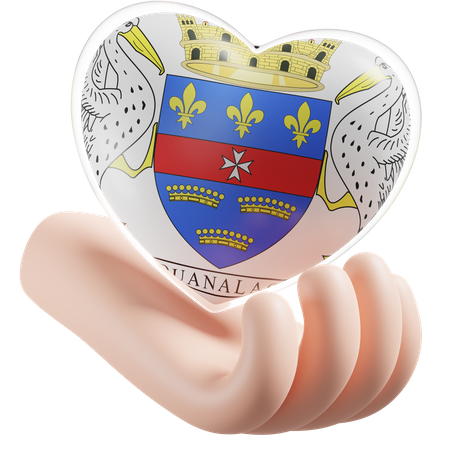 Heart Hand Care Flag Of Saint Barthelemy  3D Icon