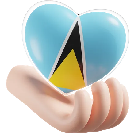 Heart Hand Care Flag Of Saint Lucia  3D Icon