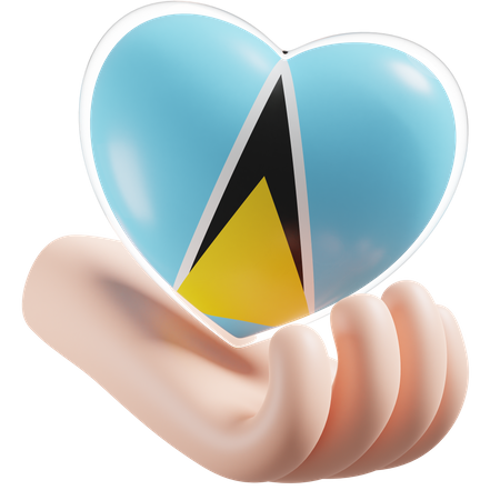 Heart Hand Care Flag Of Saint Lucia  3D Icon