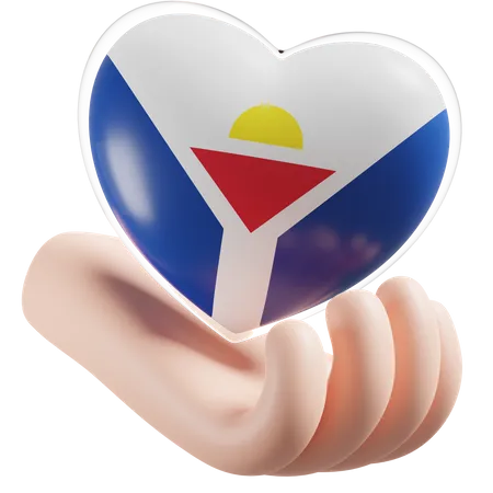 Heart Hand Care Flag Of Saint Martin  3D Icon