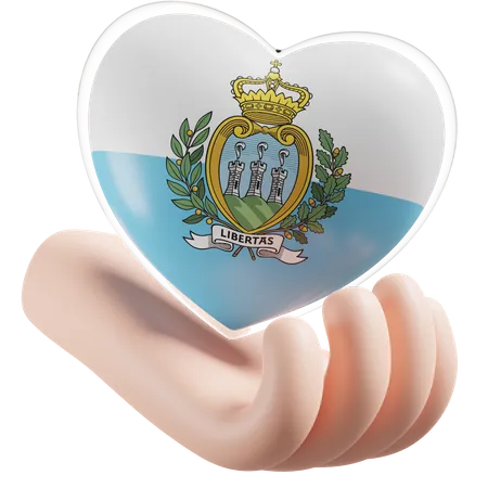Heart Hand Care Flag Of San Marino  3D Icon