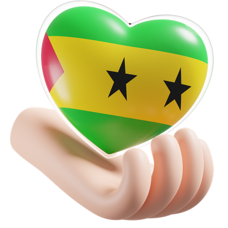 Heart Hand Care Flag Of Sao Tome and Principe  3D Icon