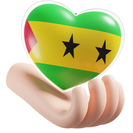 Heart Hand Care Flag Of Sao Tome and Principe  3D Icon