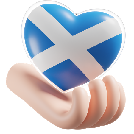 Heart Hand Care Flag Of Scotland  3D Icon