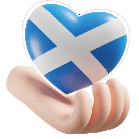 Heart Hand Care Flag Of Scotland  3D Icon