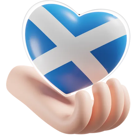 Heart Hand Care Flag Of Scotland 3D Icon